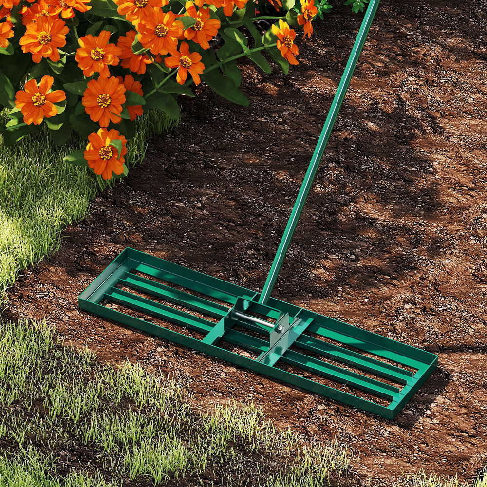 Lawn Leveling Rake with Ergonomic Handle, Heavy Duty Soil Spreader for Topdressing, Sand, Dirt & Lawn Care