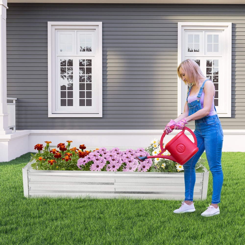 Metal Galvanized Raised Garden Bed with Open-Ended Base, Heavy-Duty Outdoor Planter Box for Vegetables, Flowers, Herbs