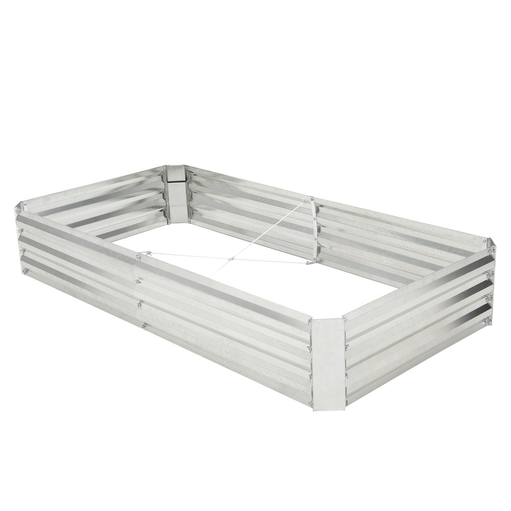 Metal Galvanized Raised Garden Bed with Open-Ended Base, Heavy-Duty Outdoor Planter Box for Vegetables, Flowers, Herbs
