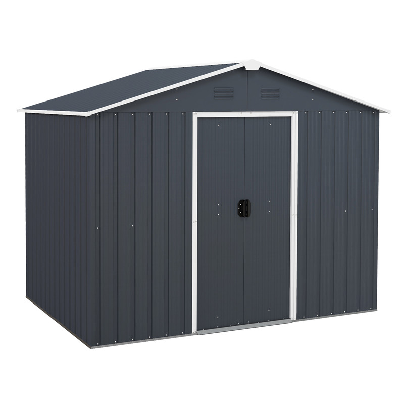 Outside Storage Shed with Lock Air Window, 6x7 FT Metal Tool Organizer for Garden, Lawn Equipment, Garbage Bins, Bikes