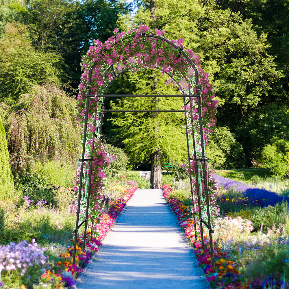 7.5 Feet Garden Arch Trellis with PE Coated Metal Structure for Climbing Plants, Weddings, Outdoor Garden Arbor Support