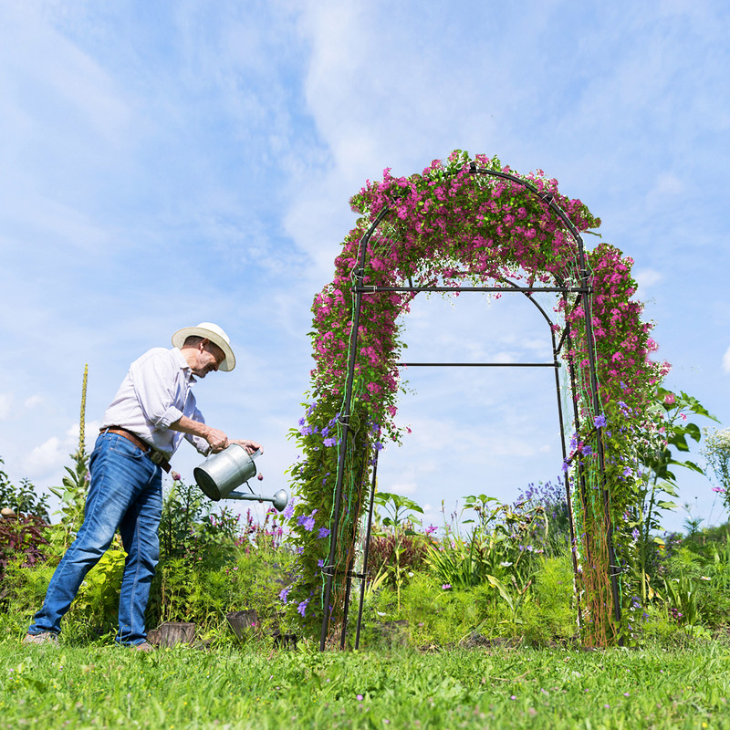 7.5 Feet Garden Arch Trellis with PE Coated Metal Structure for Climbing Plants, Weddings, Outdoor Garden Arbor Support