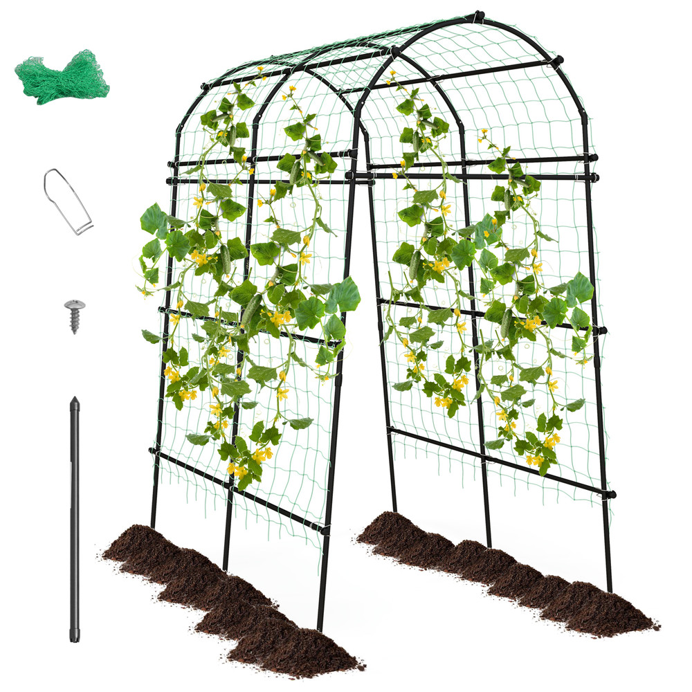 7.5 Feet Garden Arch Trellis with PE Coated Metal Structure for Climbing Plants, Weddings, Outdoor Garden Arbor Support