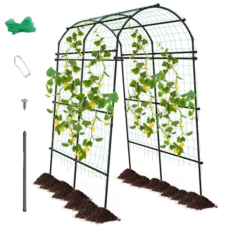 7.5 Feet Garden Arch Trellis with PE Coated Metal Structure for Climbing Plants, Weddings, Outdoor Garden Arbor Support