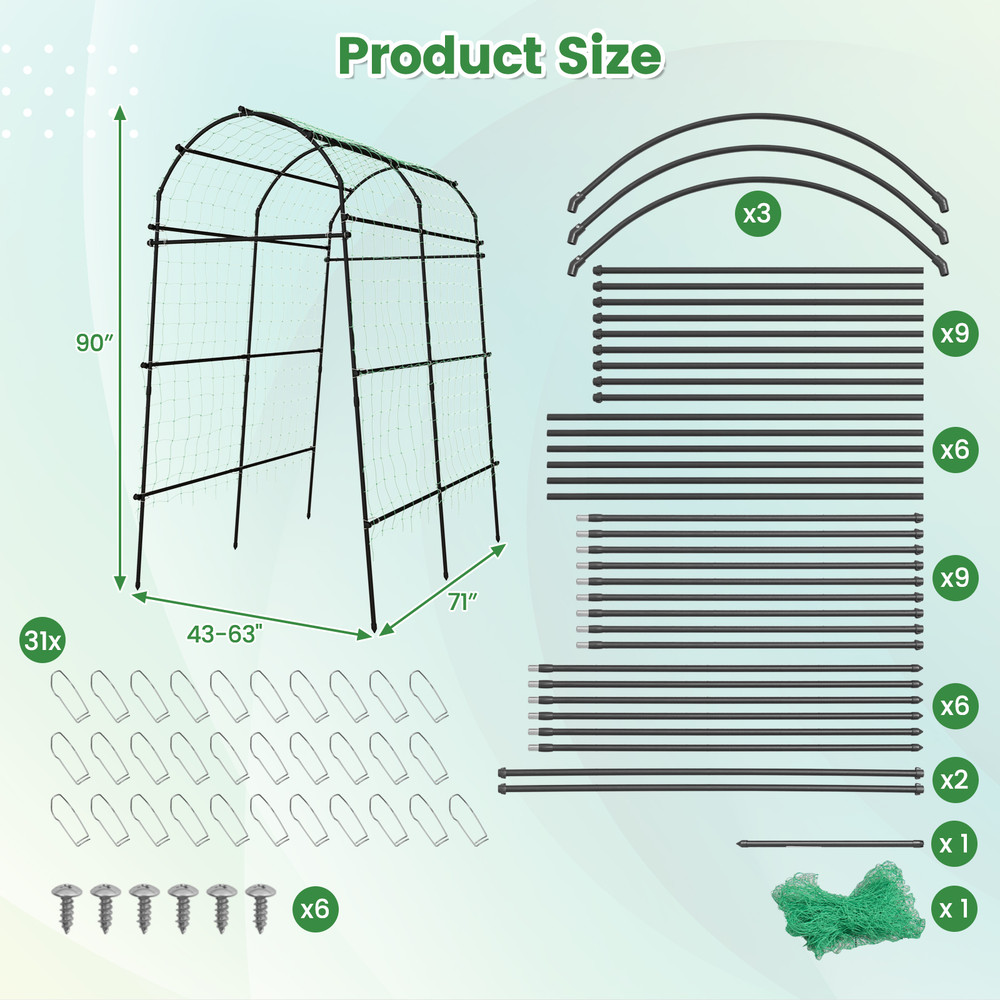 7.5 Feet Garden Arch Trellis with PE Coated Metal Structure for Climbing Plants, Weddings, Outdoor Garden Arbor Support