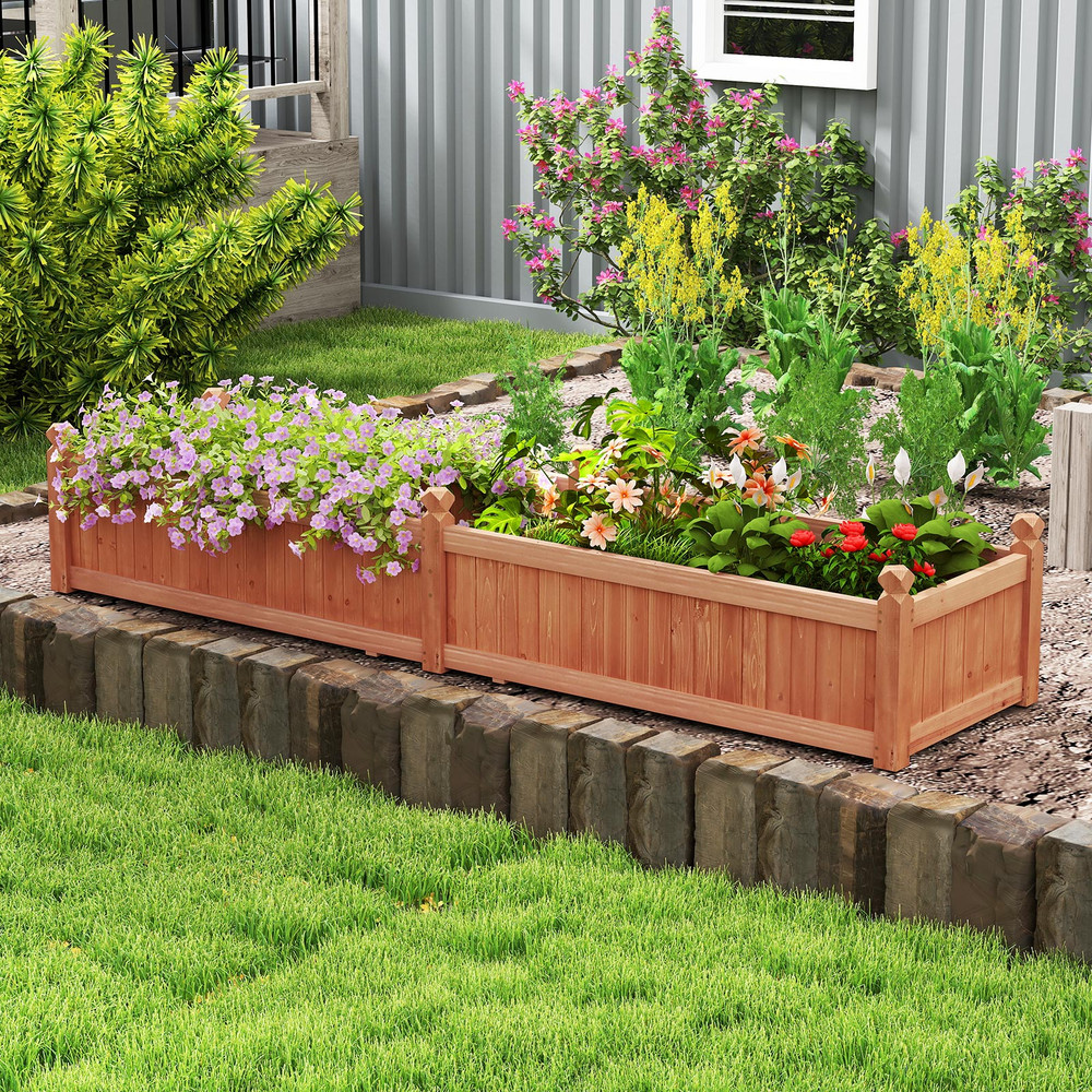 Divisible Planter Box with Corner Drainage, Removable Liner & Fir Wood for Outdoor Garden Vegetables, Herbs, and Flowers