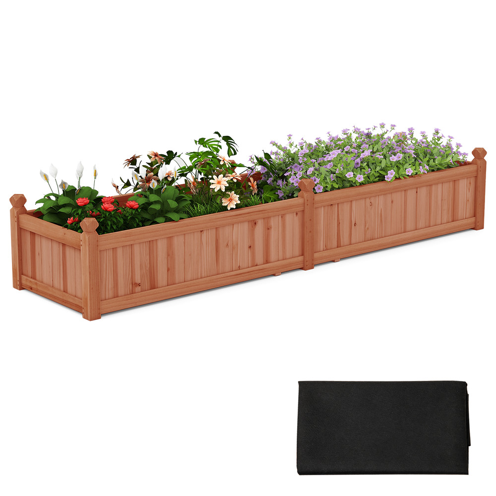 Divisible Planter Box with Corner Drainage, Removable Liner & Fir Wood for Outdoor Garden Vegetables, Herbs, and Flowers