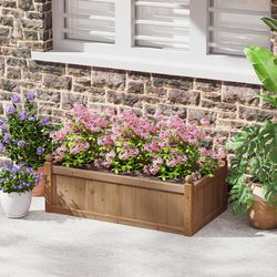 rectangular planter box with drainage holes – outdoor wooden garden bed for backyard, lawn, patio, herbs & vegetables