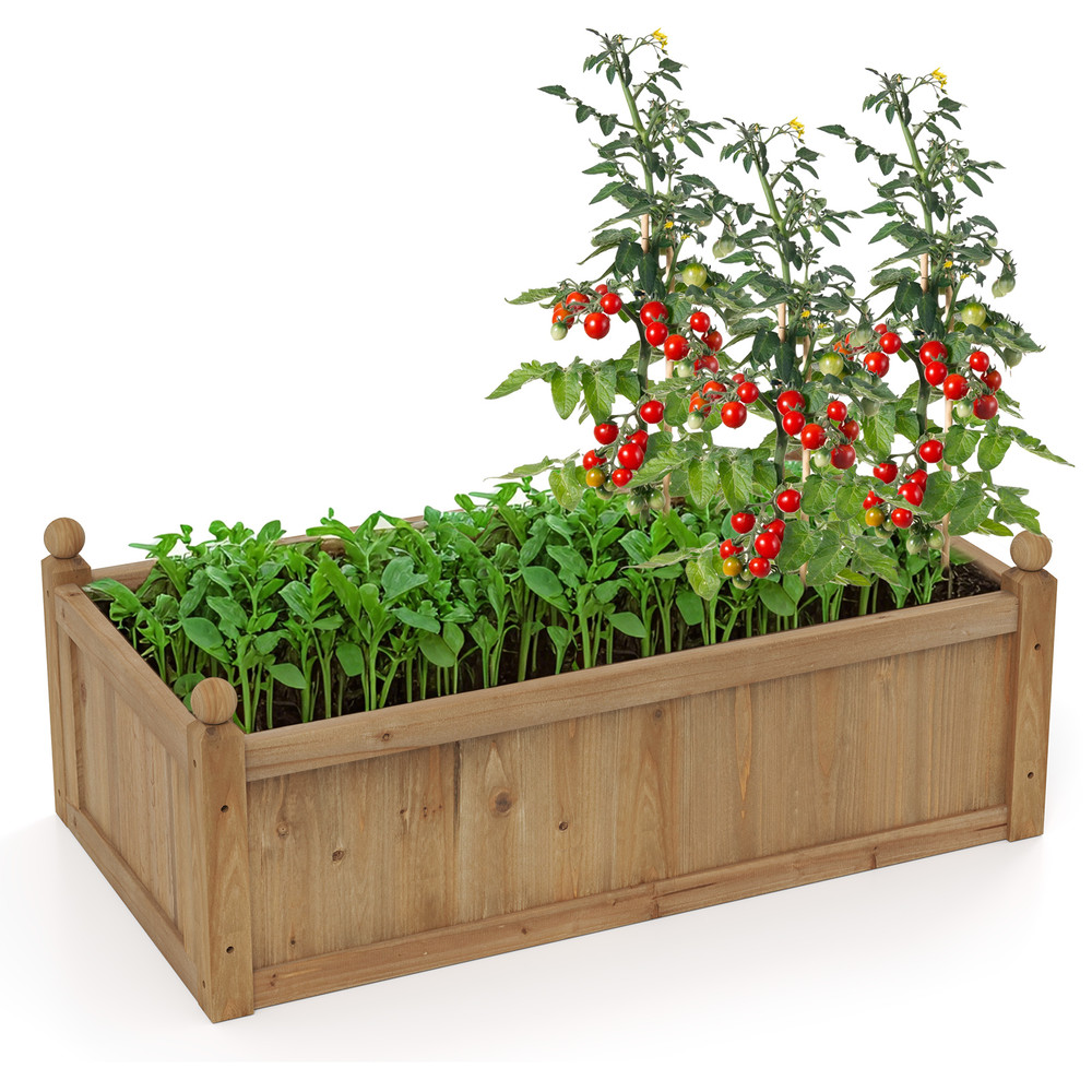 Rectangular Planter Box with Drainage Holes – Outdoor Wooden Garden Bed for Backyard, Lawn, Patio, Herbs & Vegetables