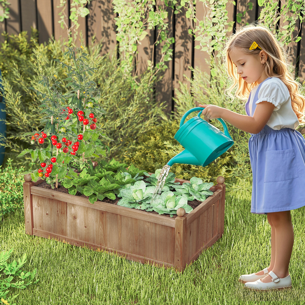 Rectangular Planter Box with Drainage Holes – Outdoor Wooden Garden Bed for Backyard, Lawn, Patio, Herbs & Vegetables