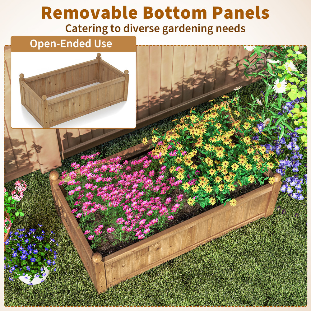 Rectangular Planter Box with Drainage Holes – Outdoor Wooden Garden Bed for Backyard, Lawn, Patio, Herbs & Vegetables