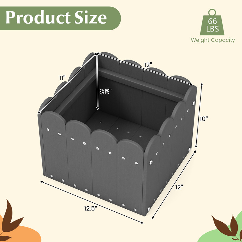 2 Pack Square Planter Box with Drainage Gaps for Front Porch, Garden, Patio, Balcony, Weather-Resistant Raised Flower