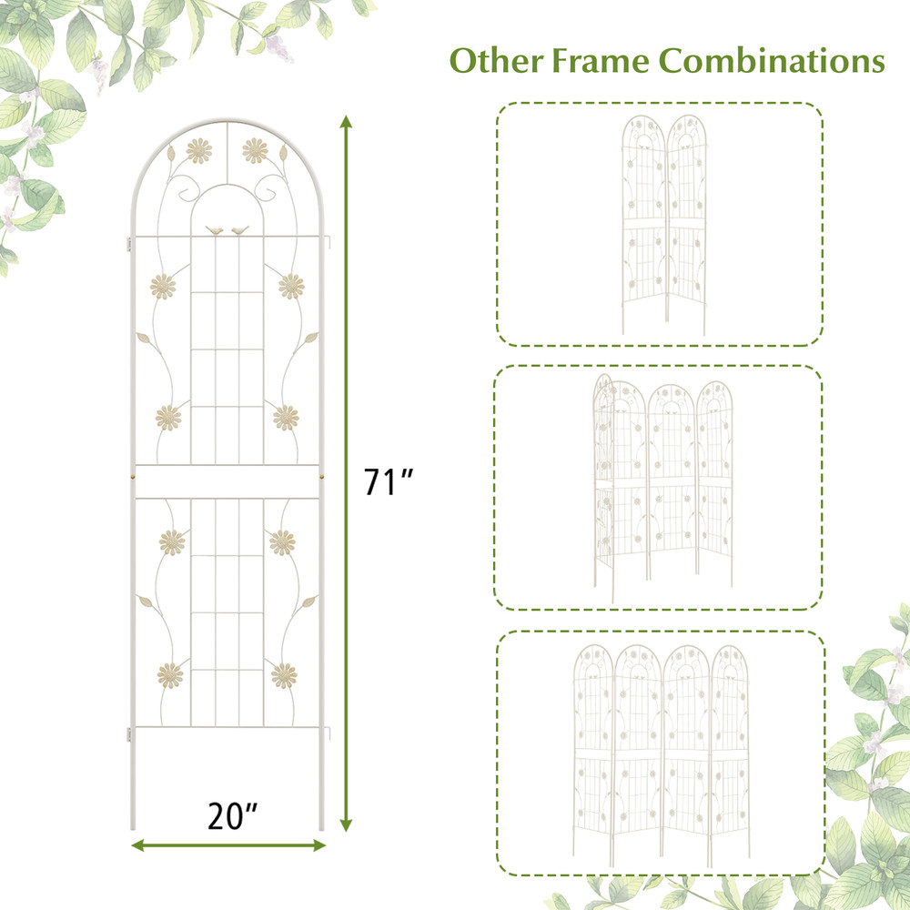 4 Pack 71 x 20 Inches Metal Garden Trellis for Climbing Plants, Heavy Duty Outdoor Plant Support Fence Panels for Vines