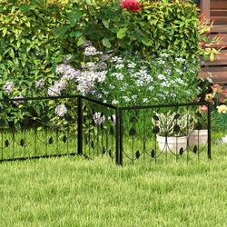 decorative garden fence with 8 panels animal barrier, outdoor pet & plant protection fence, rustproof & easy install