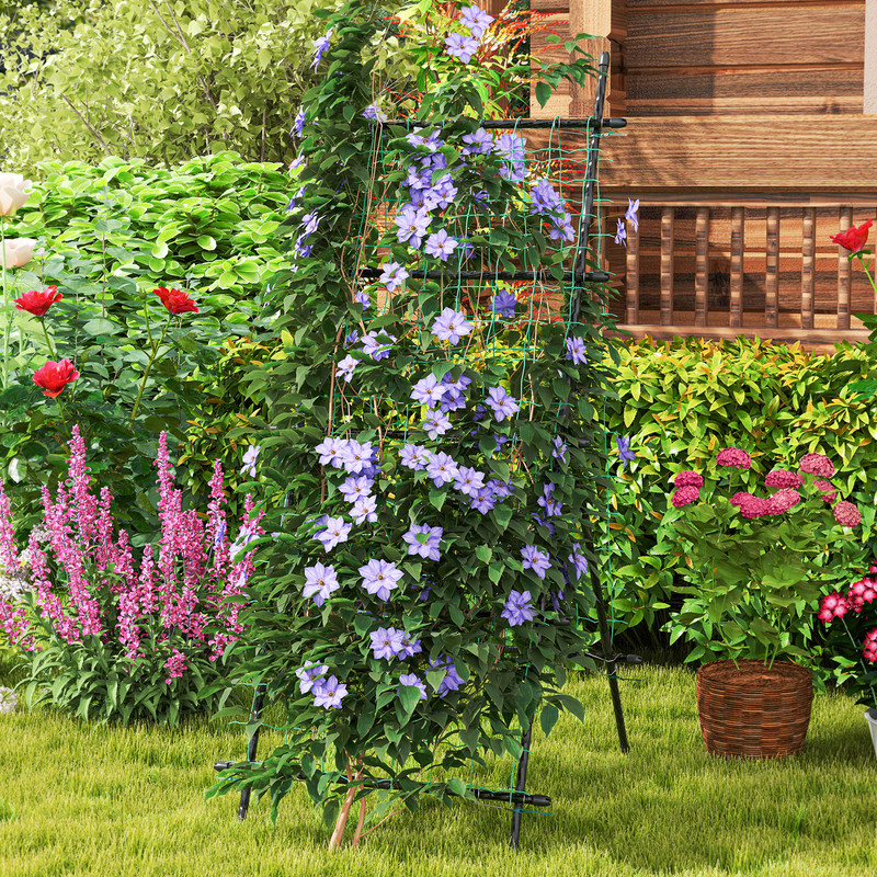Garden Cucumber Trellis with PE-Coated Frame, 74" A-Frame Plant Support for Climbing Vegetables, Peas, Tomatoes, Roses