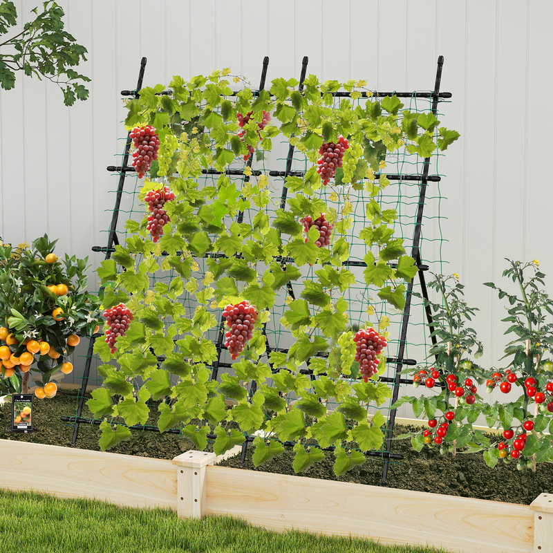 Garden Cucumber Trellis with PE-Coated Frame, 74" A-Frame Plant Support for Climbing Vegetables, Peas, Tomatoes, Roses