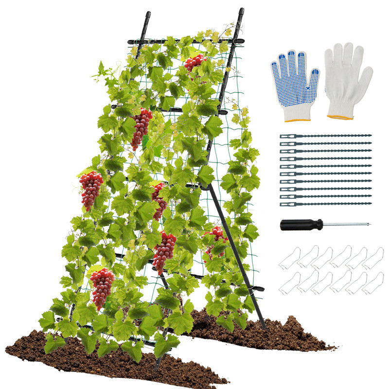 Garden Cucumber Trellis with PE-Coated Frame, 74" A-Frame Plant Support for Climbing Vegetables, Peas, Tomatoes, Roses