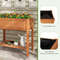Elevated Fir Wood Planter Box with Bottom Storage Shelf, Outdoor Raised Garden Bed with Liner for Vegetables, Flowers