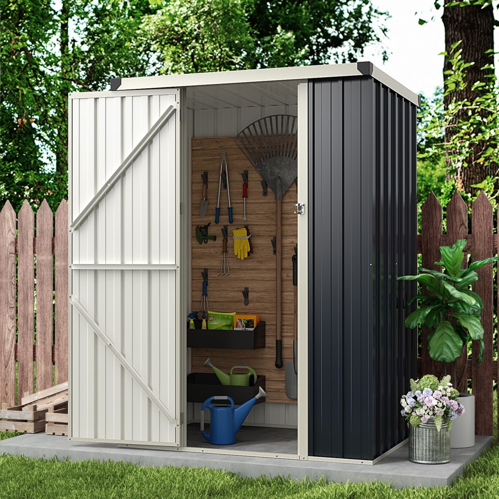 HeavyDuty Metal Outdoor Storage Shed With Lockable Door WeatherResistant Steel Garden Storage 0