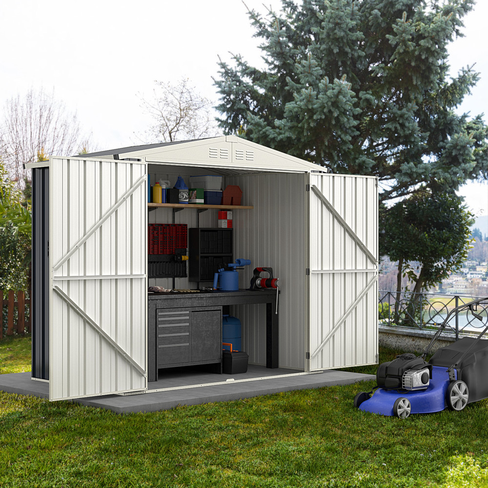 HeavyDuty Metal Outdoor Storage Shed With Lockable Door WeatherResistant Garden Tool Organization 0