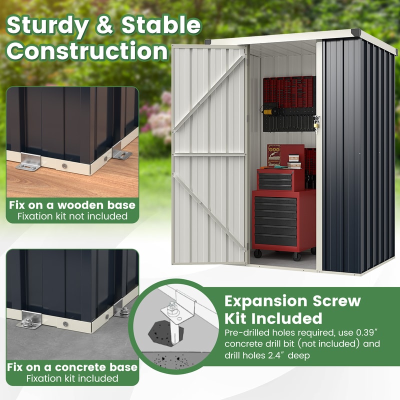 HeavyDuty Metal Outdoor Storage Shed With Lockable Door WeatherResistant Steel Garden Storage 4
