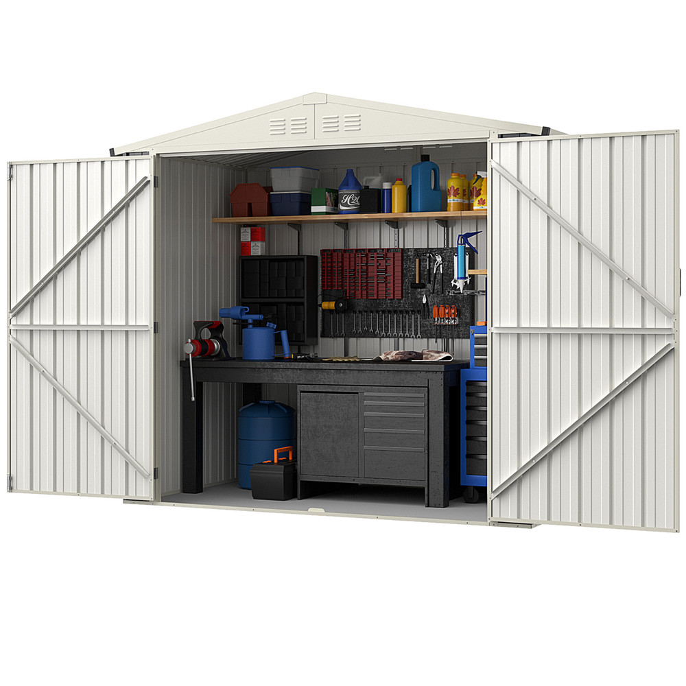 HeavyDuty Metal Outdoor Storage Shed With Lockable Door WeatherResistant Garden Tool Organization 5