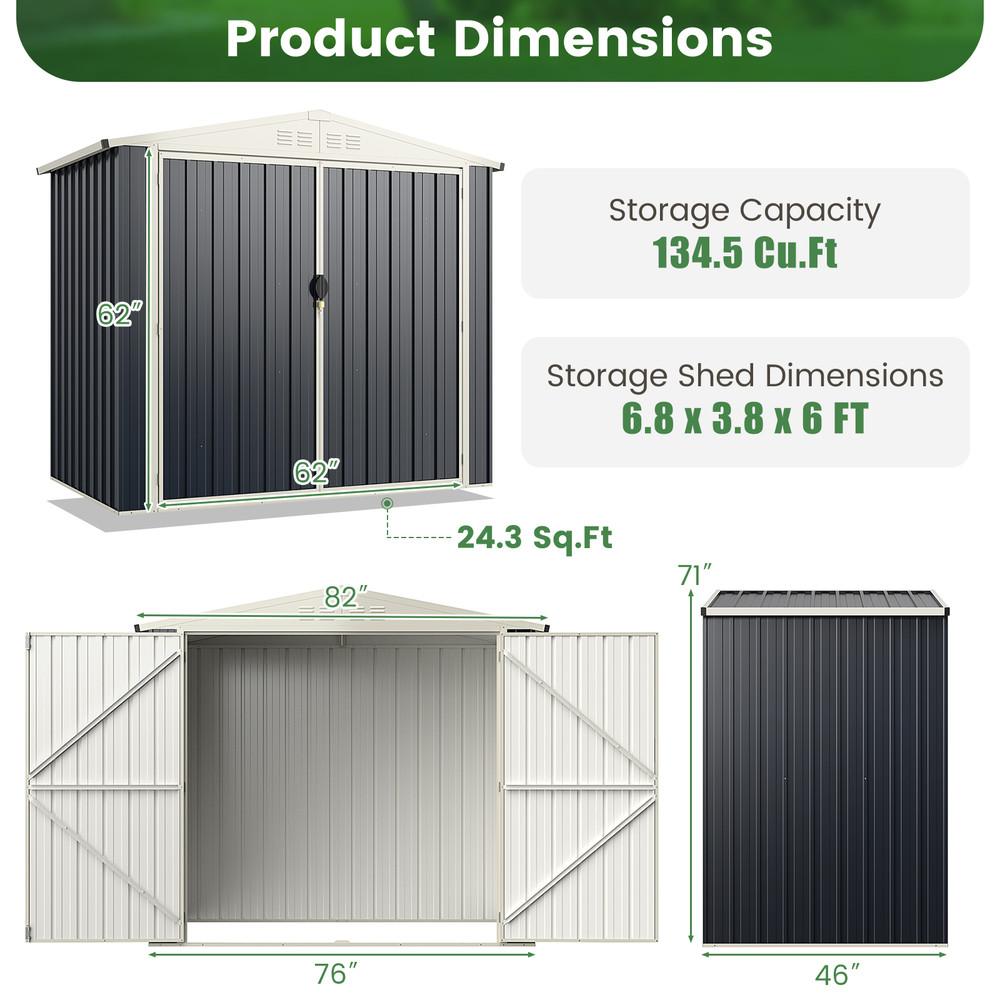 HeavyDuty Metal Outdoor Storage Shed With Lockable Door WeatherResistant Garden Tool Organization 7