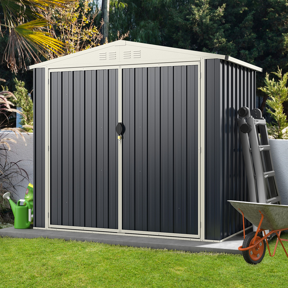 HeavyDuty Metal Outdoor Storage Shed With Lockable Door WeatherResistant Garden Tool Organization 6