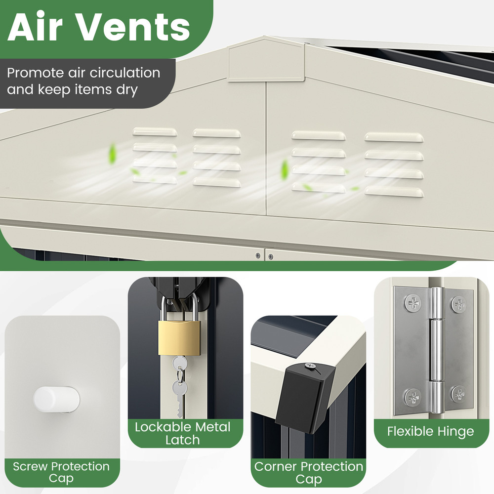 HeavyDuty Metal Outdoor Storage Shed With Lockable Door WeatherResistant Garden Tool Organization 2