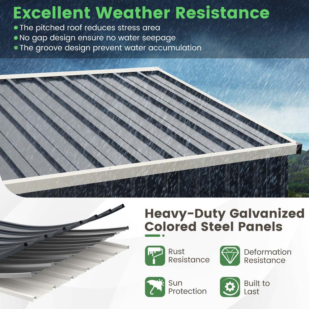 HeavyDuty Metal Outdoor Storage Shed With Lockable Door WeatherResistant Garden Tool Organization 3