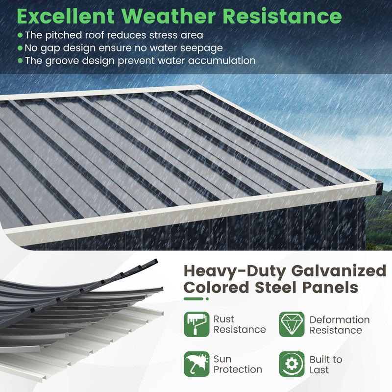 HeavyDuty Metal Outdoor Storage Shed With Lockable Door WeatherResistant Garden Tool Organization 3