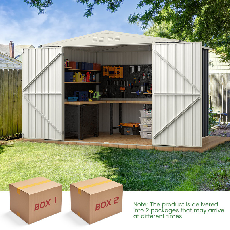 AllWeather Metal Outdoor Storage Shed With Lockable Door And Pitched Roof 6