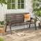 Outdoor Fir Wood Bench With Foldable Middle Table Rustic Patio Garden Seating For 23 0