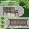 Outdoor Fir Wood Bench With Foldable Middle Table Rustic Patio Garden Seating For 23 3