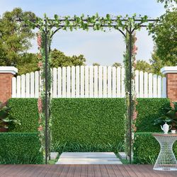 6.8 feet garden arbor with trellises for climbing plant vine rose, metal archway pergola for outdoor weddings, yard