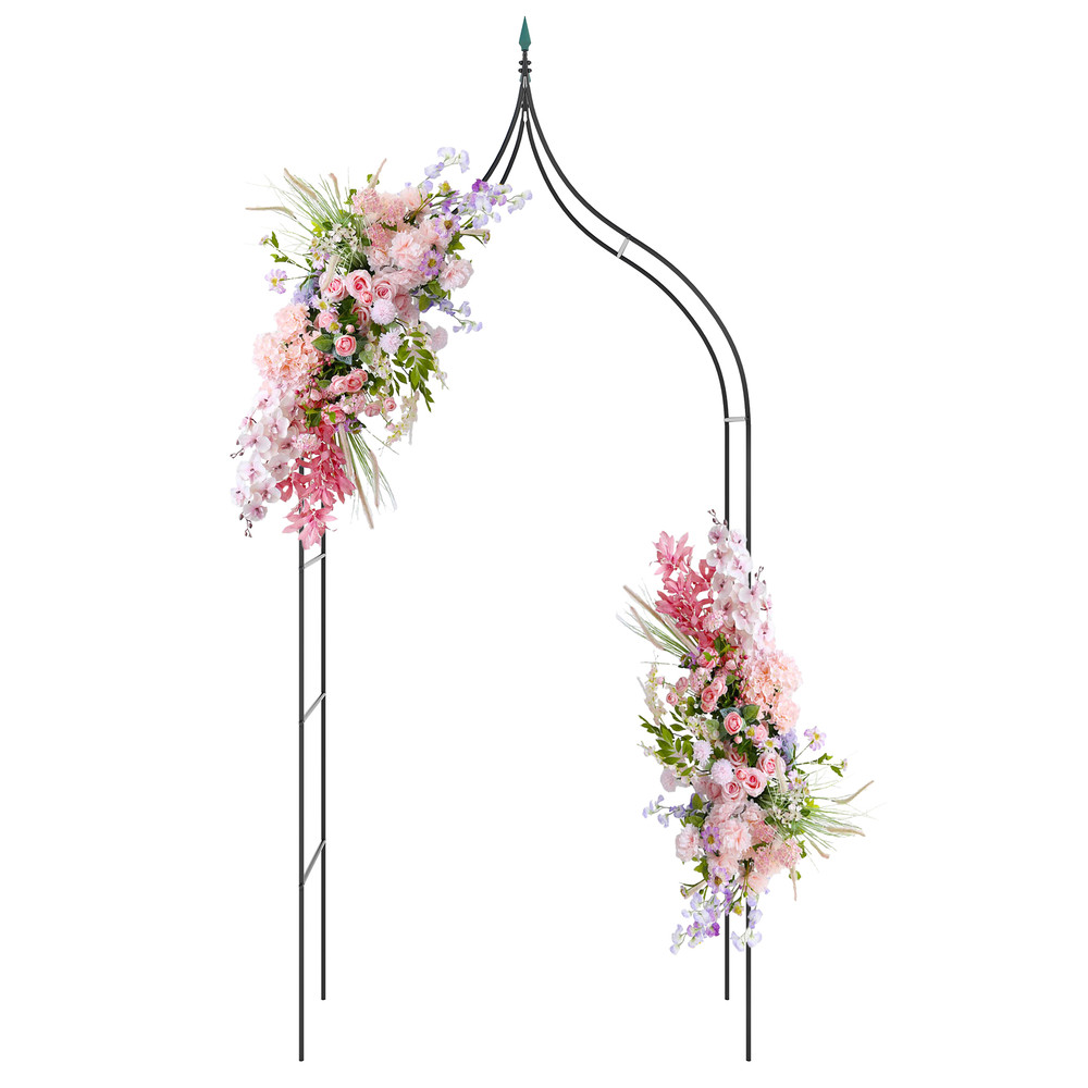 9.5 Feet Decorative Metal Garden Arch Trellis for Vine Rose Climbing, Outdoor Wedding Ceremony Arbor Backdrop Stand