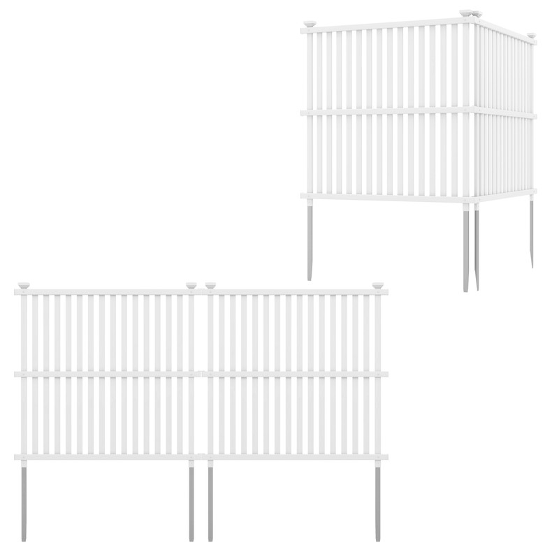 Air Conditioner Fence Panel with Metal Ground Stakes for Outside, No Dig PVC Privacy Screen for AC Units, Trash Cans