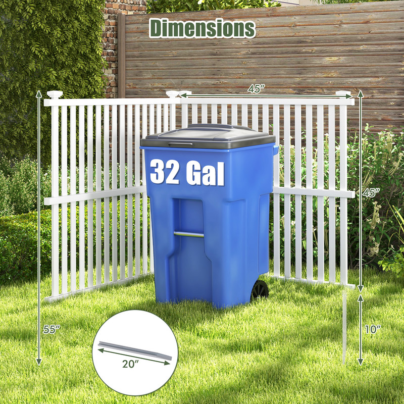 Air Conditioner Fence Panel with Metal Ground Stakes for Outside, No Dig PVC Privacy Screen for AC Units, Trash Cans