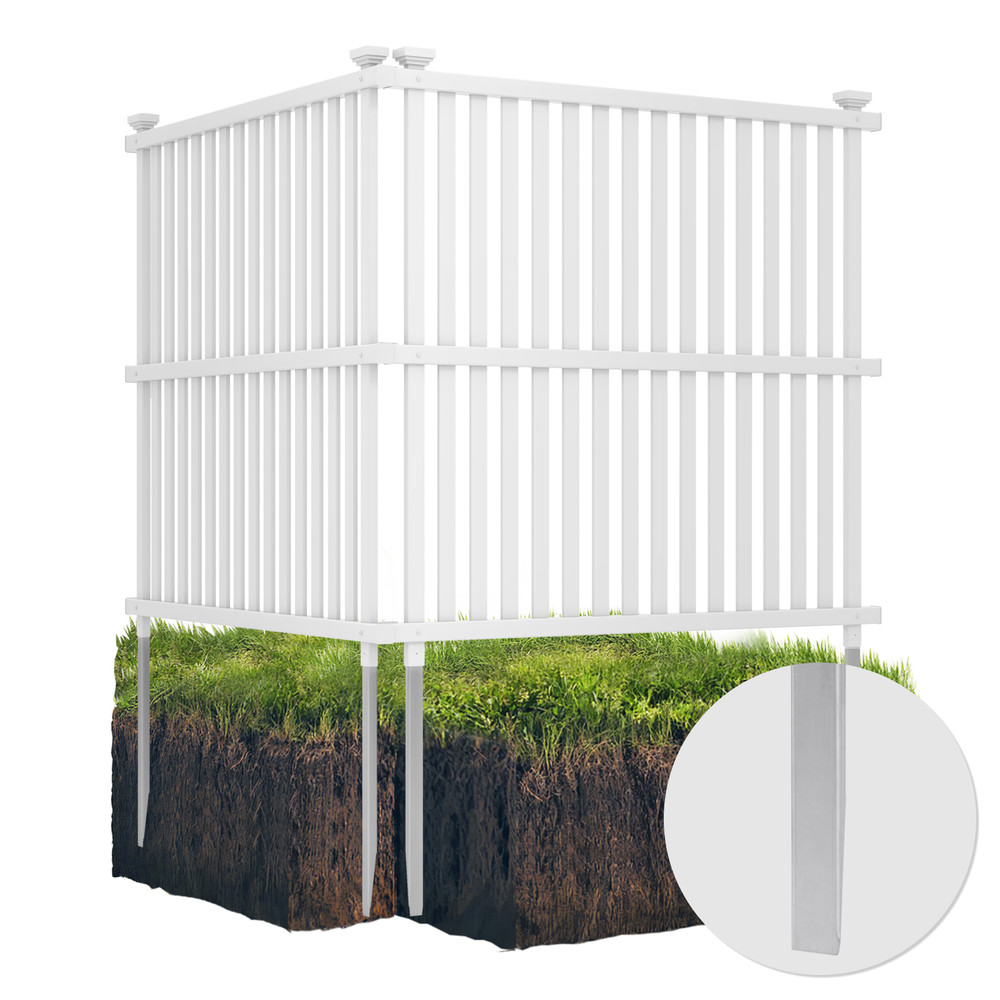 Air Conditioner Fence Panel with Metal Ground Stakes for Outside, No Dig PVC Privacy Screen for AC Units, Trash Cans