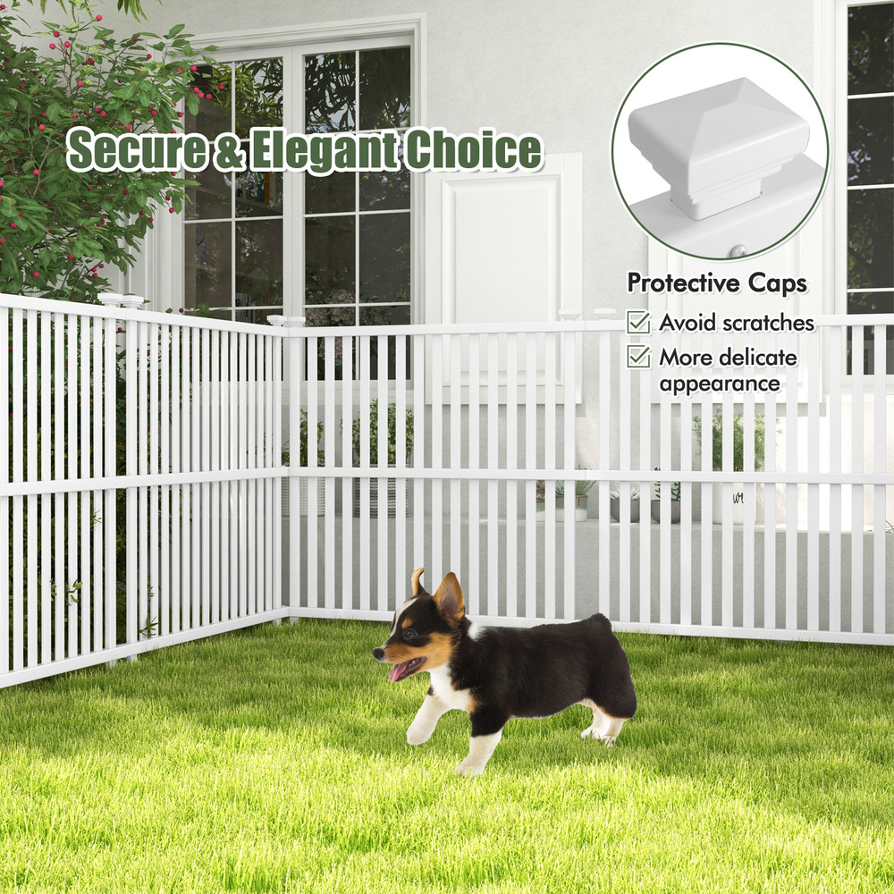 Air Conditioner Fence Panel with Metal Ground Stakes for Outside, No Dig PVC Privacy Screen for AC Units, Trash Cans