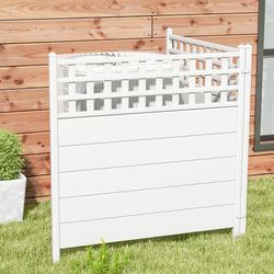 air conditioner fence panels with metal ground stakes, no dig pvc outdoor enclosure for ac units, trash cans