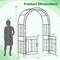 Garden Arbor with Gate & Multiple Side Crossbars, Outdoor Metal Trellis with 4 Ground Stakes for Climbing Plants