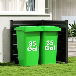 48-inch air conditioner fence privacy screen 2-panel trash can enclosure with metal ground stakes black outdoor cover