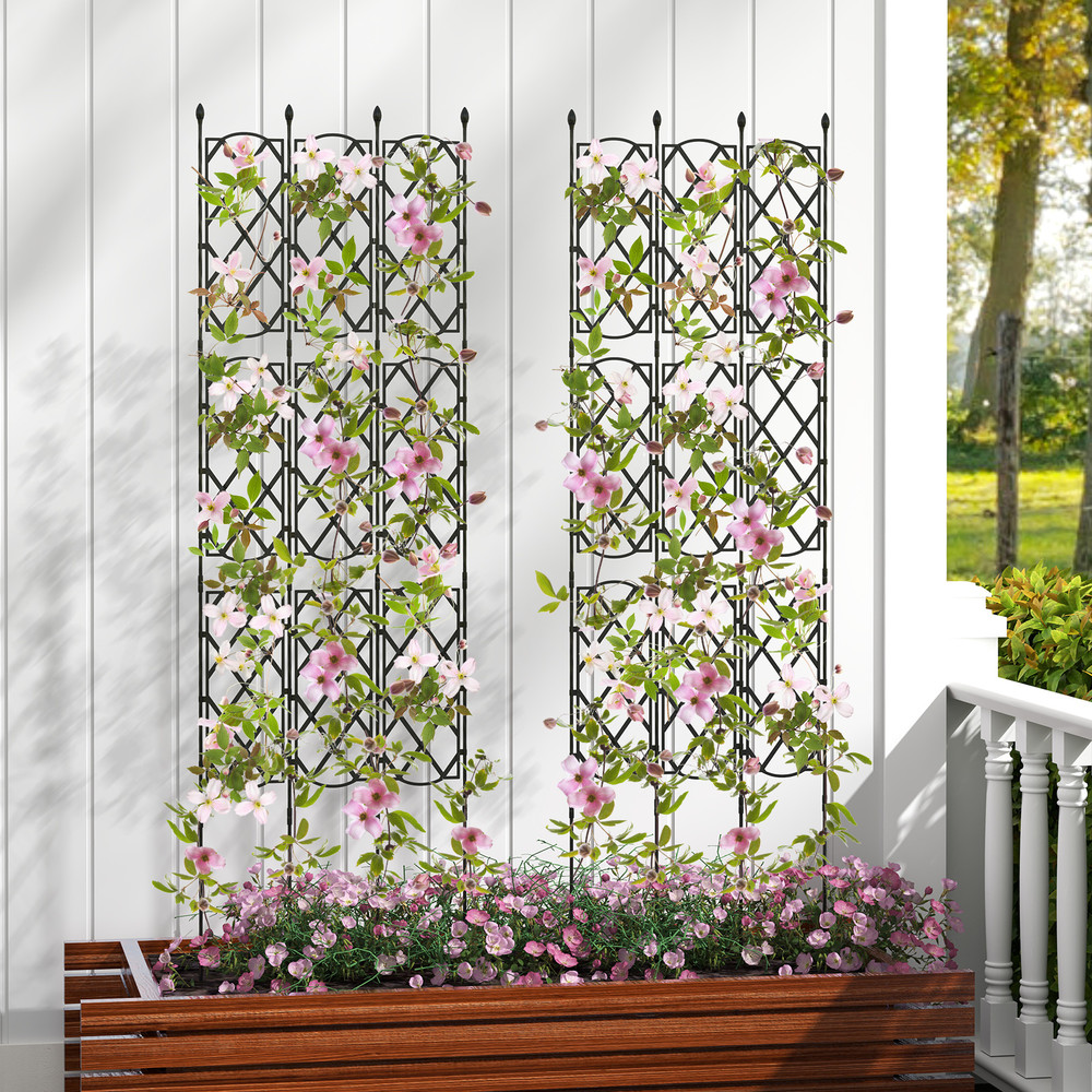 3-Pack Outdoor Plant Support Frame for Raised Garden Bed, Adjustable Metal Garden Trellis Panels for Climbing Plants