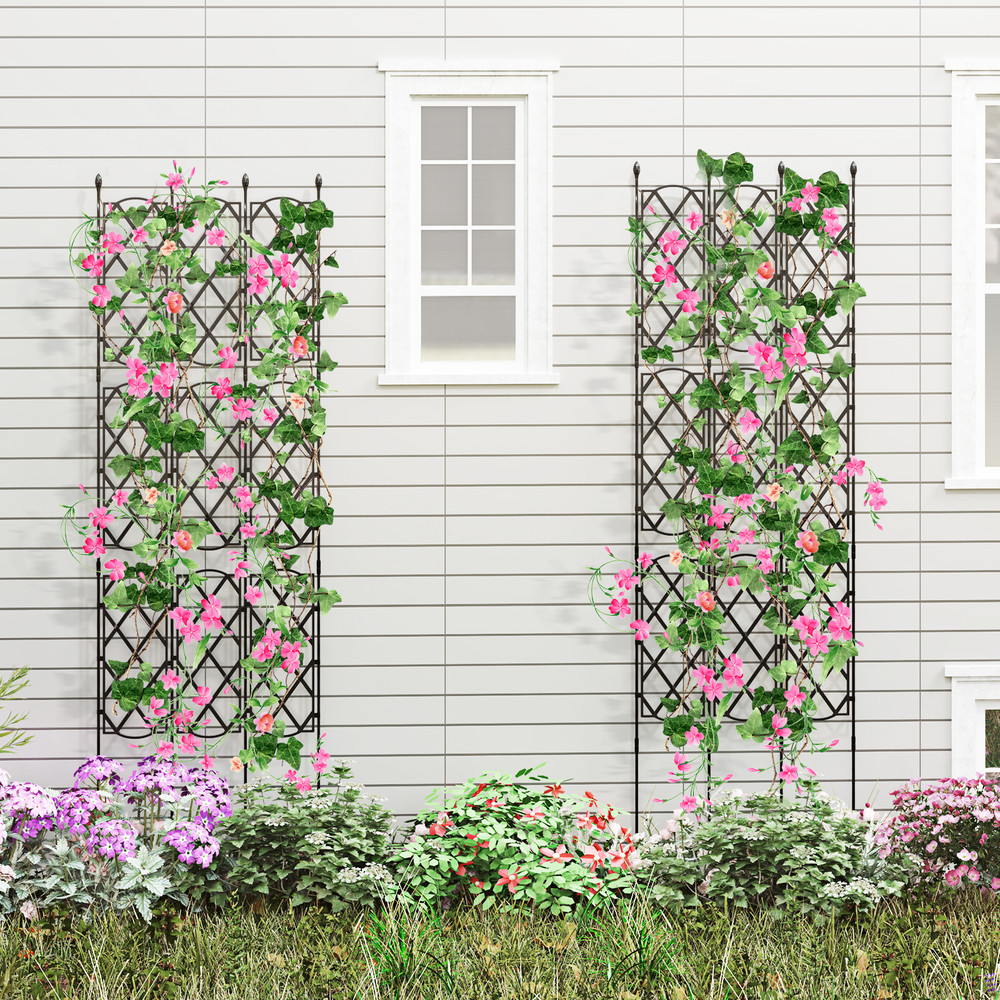 3-Pack Outdoor Plant Support Frame for Raised Garden Bed, Adjustable Metal Garden Trellis Panels for Climbing Plants