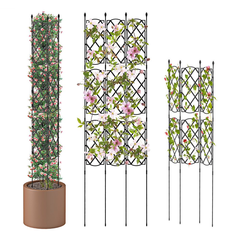 3-Pack Outdoor Plant Support Frame for Raised Garden Bed, Adjustable Metal Garden Trellis Panels for Climbing Plants