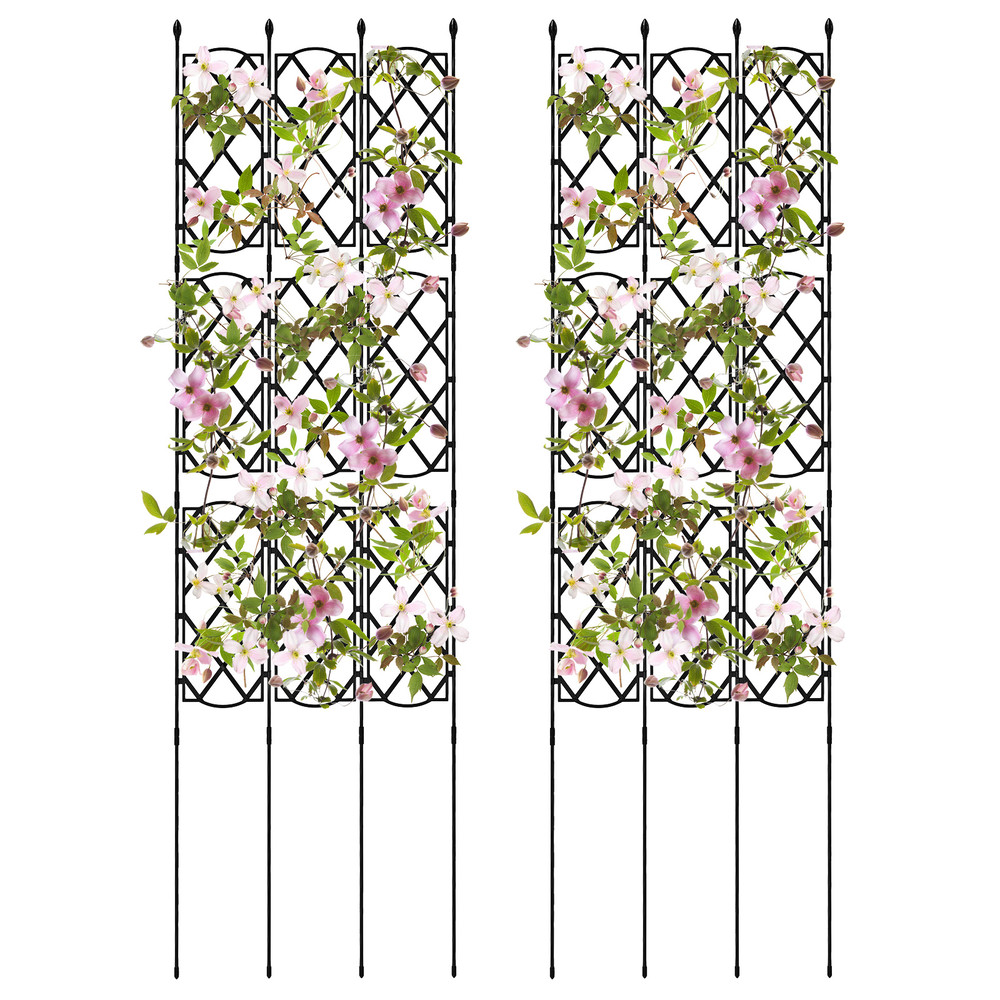 3-Pack Outdoor Plant Support Frame for Raised Garden Bed, Adjustable Metal Garden Trellis Panels for Climbing Plants
