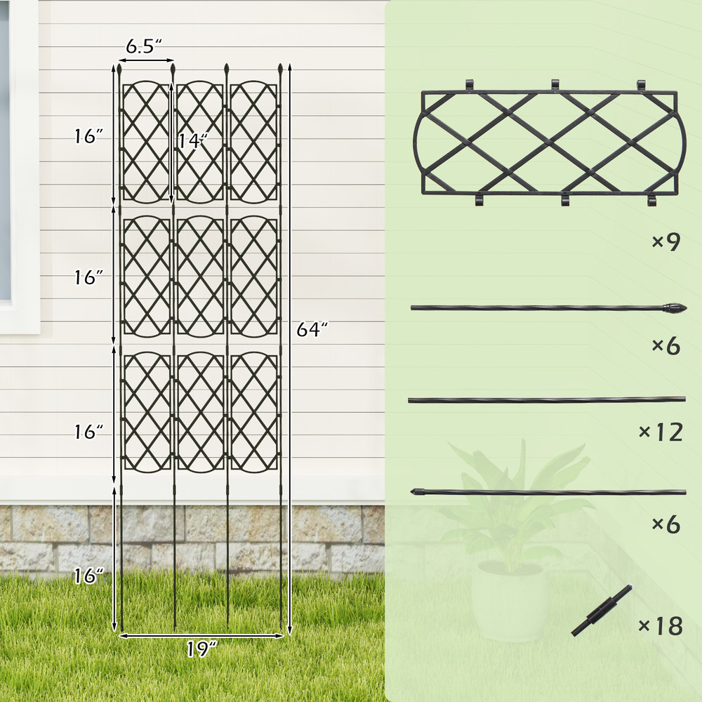 3-Pack Outdoor Plant Support Frame for Raised Garden Bed, Adjustable Metal Garden Trellis Panels for Climbing Plants