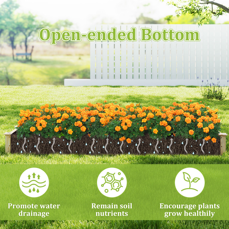 Wooden Raised Garden Bed with 2 Planter Boxes & Dividers, Large Outdoor Planter Kit for Vegetables, Herbs & Flowers