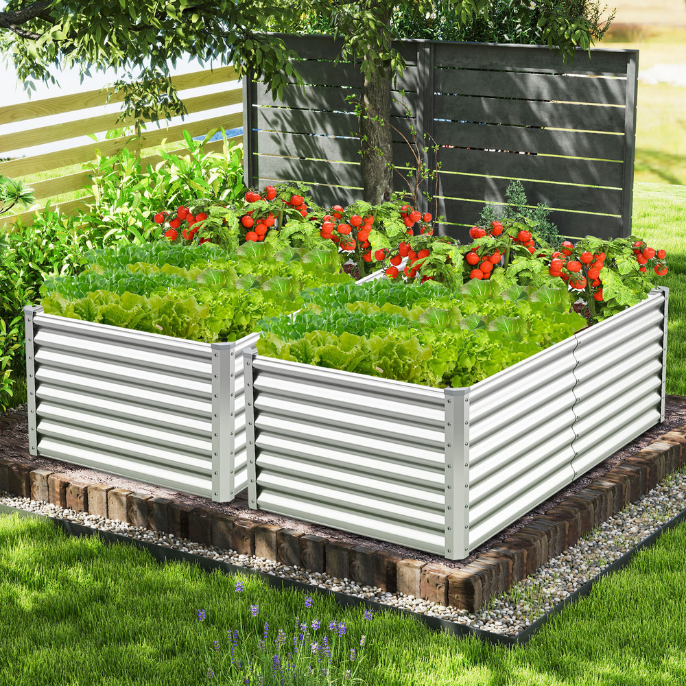 Metal Rectangular Raised Garden Bed with Open Bottom Design, Large Outdoor Planter Box for Vegetables, Herbs, Flowers
